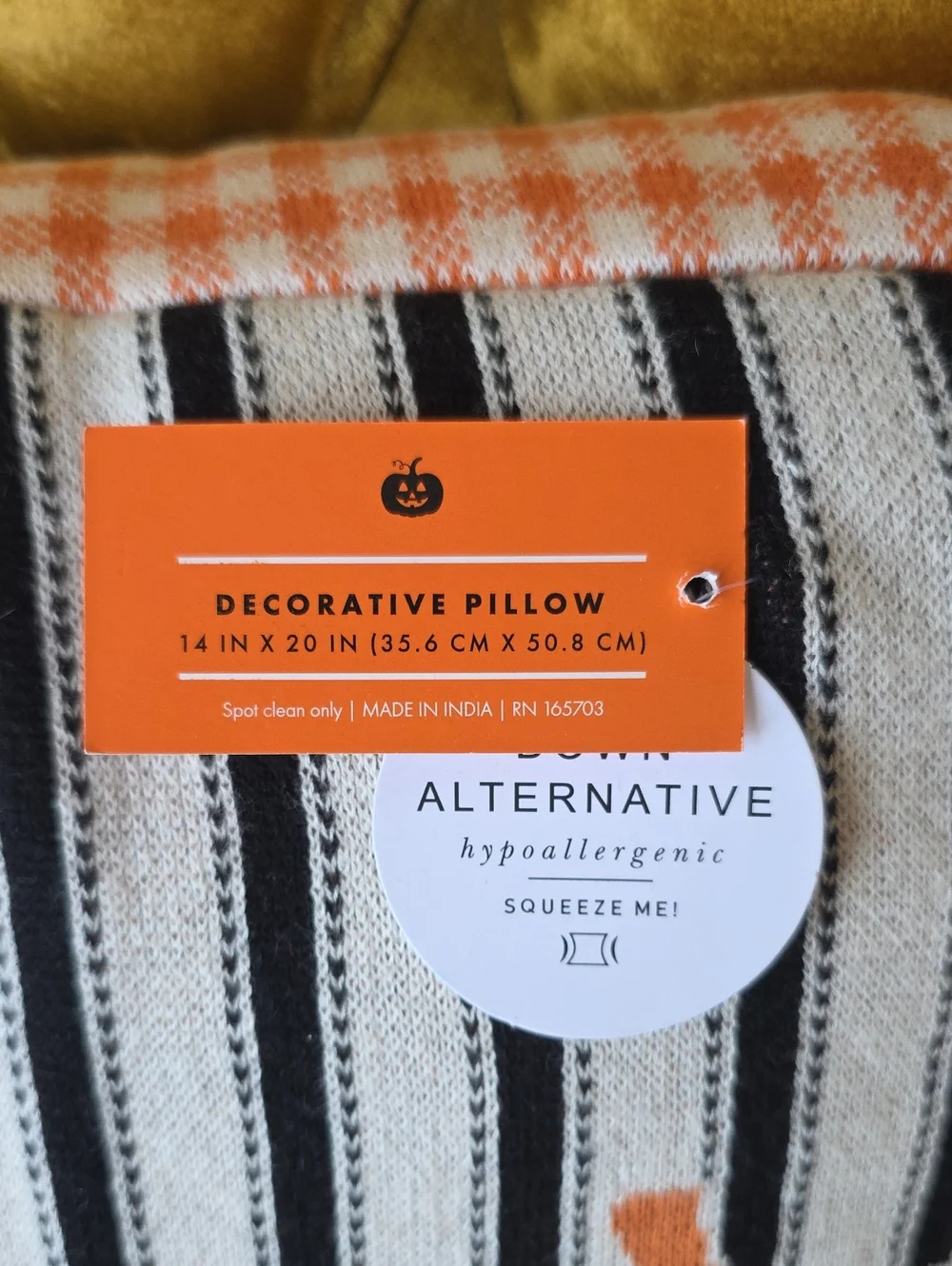 Pillow 14 X 20 IN Large 100% Cotton Halloween Jack-O-Lantern Stripes Pumpkins 🎃